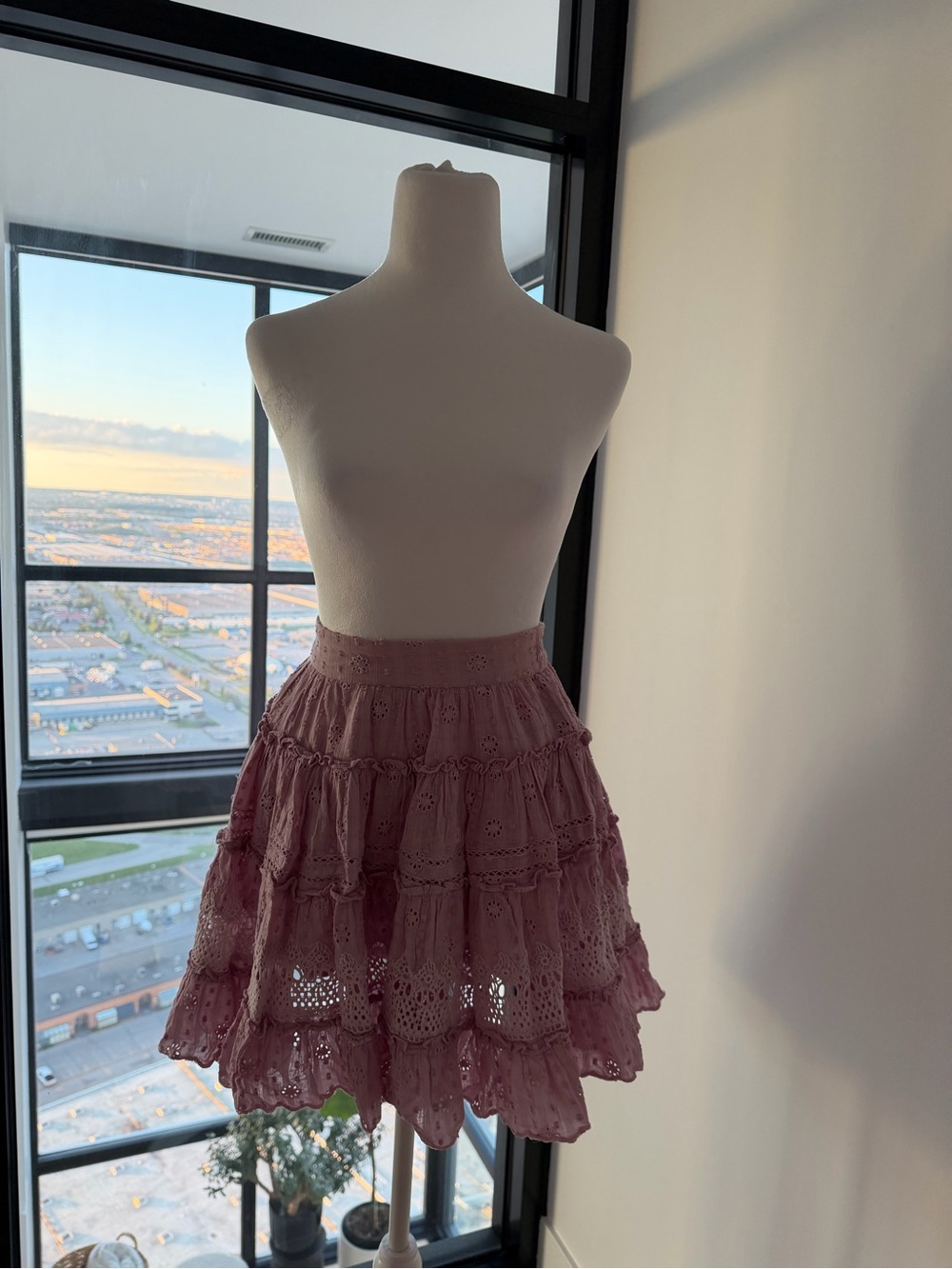 REVOLVE Dusty Rose Tiered Eyelet Skirt